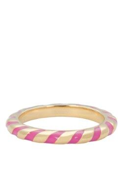 Anna + Nina Fuschia Twirl ring verguld - Goud