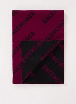 Balenciaga Sjaal in wolblend met logoprint 225 x 40 cm - Paars