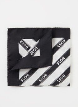 HUGO BOSS H-Pocket pochet van zijde met logoprint - Zwart