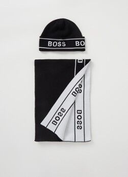 HUGO BOSS Ulfino muts en sjaal set in giftbox - Zwart