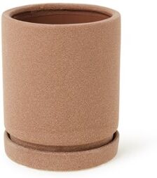 Broste Copenhagen Polaris bloempot met schotel van keramiek voor binnen Ø14 cm - Camel