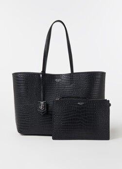 Jimmy Choo Nine2Five shopper van leer met crocostructuur - Zwart