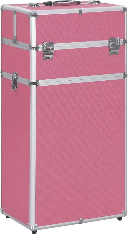 vidaXL Make-up trolley aluminium roze