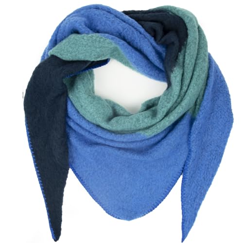 Gloop Damessjaal XXL gebreide driehoekige sjaal poncho halsdoek driehoekige sjaal mousseline knuffelige sjaal zonder krassen op de huid, blauw-groen, Eén maat