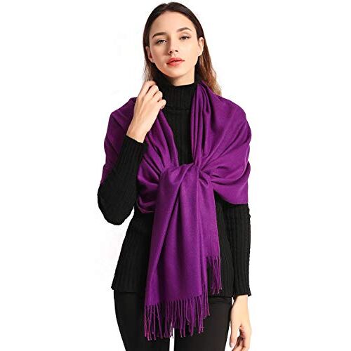 EASE LEAP Pashmina Sjaals voor Dames Sjaals Wraps Bruiloft Heren Kasjmier Sjaal Wollen Sjaals (Paars) (Maat: 200 x 70 cm)