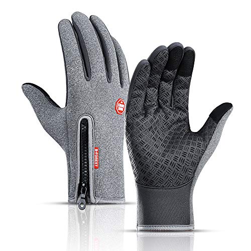 AIDISENA Diepvriezer Thermo Handschoenen, Diepvriezer Thermo Handschoenen Mannen Vrouwen, Waterdichte Touch Screen Handschoenen, voor buitenwerk, hardlopen en fietsen-Grey L