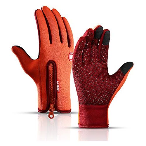 AIDISENA Diepvriezer Thermo Handschoenen, Diepvriezer Thermo Handschoenen Mannen Vrouwen, Waterdichte Touch Screen Handschoenen, voor buitenwerk, hardlopen en fietsen-Palm Silicone Orange L