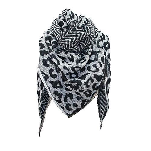 HANXIULIN Driehoekige sjaal voor dames, warme cape, sjaal, print, halsdoek, sjaal, poncho, cape met knoop, wikkel-tulband, driehoekige doek, zwart, Eén Maat