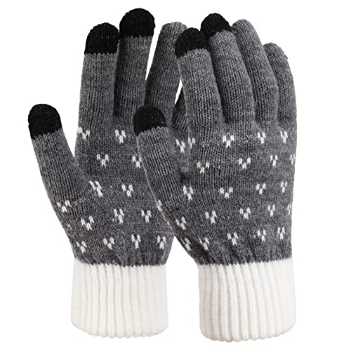 TAGVO Gebreide handschoenen voor dames, touchscreen, warme touchscreen-handschoenen voor dames, touchscreen, warme handschoenen voor skiën, fietsen en sms, eenheidsmaat