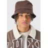 boohoo Towelling Bucket Hat In Chocolate, Chocolate One Size