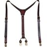 LXZSMH bretels, bretels voor mannen, Ouderwetse leren bretels for heren Y-Back 4 robuuste clips verstelbare herenbretels (Color : Deep Brown)