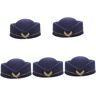 Bivwopei 4 stuks Stewardess Hoed/Stewardess Hoed, Stewardess Baret Hoed, Vilt Retro Stewardess Hoed, voor Vrouwen (5 stuks)