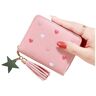 YLXCKGS Wallet Wallet Ladies Mini Tassel Wallets Cute Short Zipper Lovely Pu Leather Coin Purse Female Hand Wallet-Light Pink