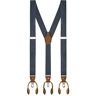 Buyless Fashion Buyless Mode Bretels voor Mannen 48" Verstelbaar Bandjes 1 1/4" X Terug Met Clips En Knop 5120-Denim-Blauw