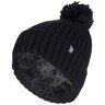 Heat Holders Dames Ribbed Cuffed Thermo geïerd Winter Pom Pom Bobbel Hoed (Een maat, Zwart)