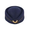 BESTOYARD Stewardess pet voor dames, wolvilt, stewardess, hoed voor dames, pillbox, stewardess, kostuum, cosplay, cap, maat M (marineblauw)