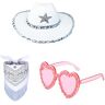 LERONO CowboyHat Bril BandanaSet Cowgirl Hoed Vrouw Bachelorette Party Hoed Cowgirl Bril Bachelorette CowgirlBandana Cowgirl Hoed Bandana En Bril