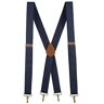 Buyless Fashion Buyless Mode Bretels voor Mannen 48" Verstelbaar Bandjes 1 1/4" X Terug Met Metaal Haken 5119-Marine