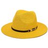 TDEOK Vissershoed, trendy rand, panama-jazzhoed, fedora, dames, strand, reizen, zonnehoed, vissershoed, vissershoed, zonnehoed voor dames, geel, Eén maat