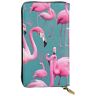 YYHHAOFA Een zwerm flamingo's foto Lederen lange clutch portemonnee: comfortabel, lichtgewicht, waterdicht, duurzaam 7,5 x 4,1 inch, Zwart, One Size