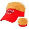 Generic Trump oranje haarhoed, Trump hoed met haar Neem Amerika terug Trump-hoed   Trump 2024 Hat Keep America Great Wig Hat Geborduurde Baseball Trump Hat voor Amerikanen