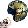 AEbdgdd Discobal hoeden, glitter spiegel glas discobal hoed helm voor dames heren, disco decoratie helmen met intrekbaar vizier, discobal spiegelhoed, disco bal emmerhoed, lichtgevende disco breekhelm (C)