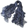 Prettystern lichte en dunne chiffon strand zijden sjaal stippen gestippeld 200/65 blauw