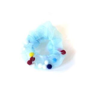 Onfleek Organza Scrunchie Pompom - Pompom Light Blue