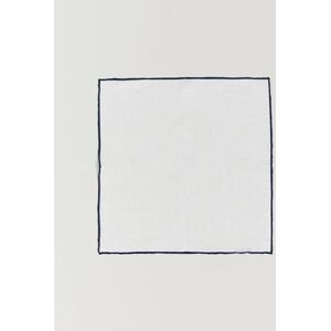 Amanda Christensen Linen Paspoal Pocket Square White/Navy