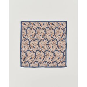 Amanda Christensen Linen Printed Large Paisley Pocket Square Navy