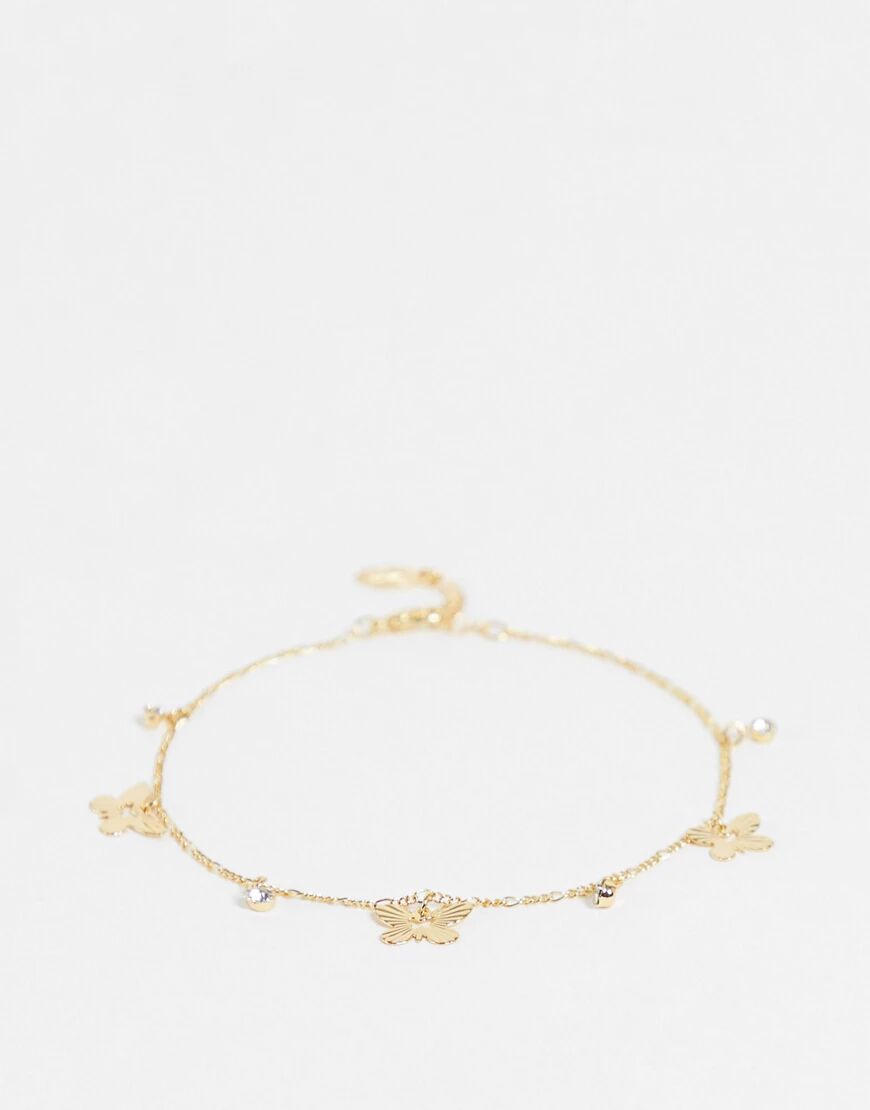 Accessorize butterfly anklet in gold  Gold