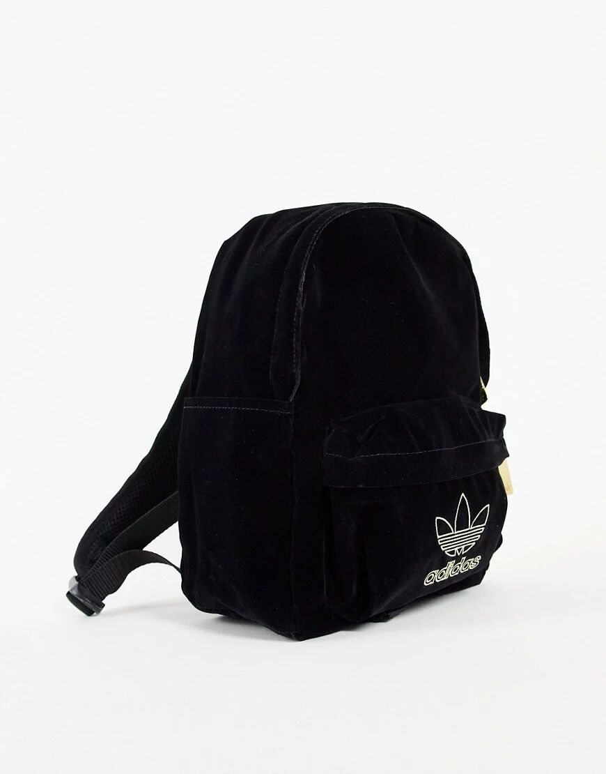adidas Originals adicolor velvet mini backpack in black  Black