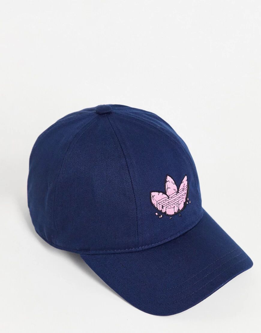adidas Originals ball cap with graphic trefoil in navy  Navy