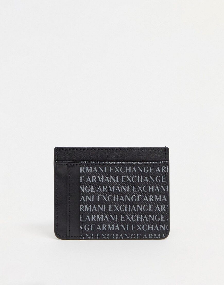 Armani Exchange all over printed logo card holder in black  Black