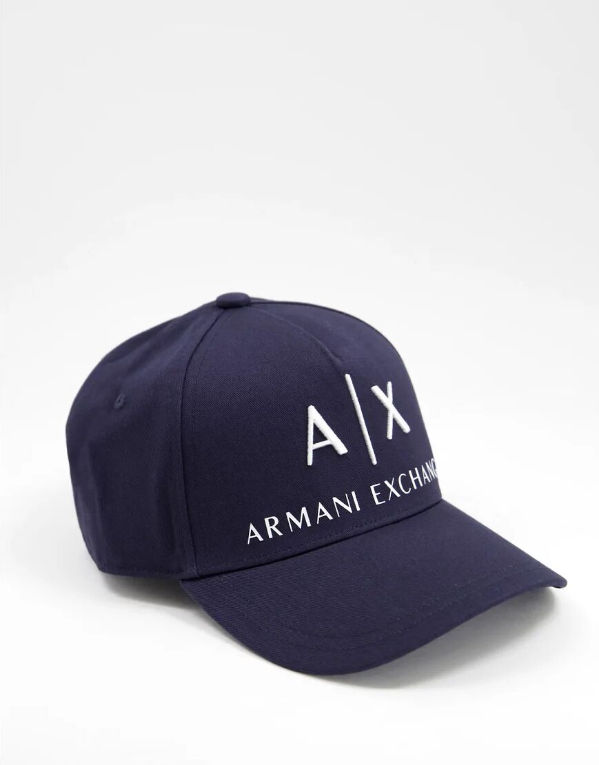 Armani Exchange text logo baseball cap in navy  Navy