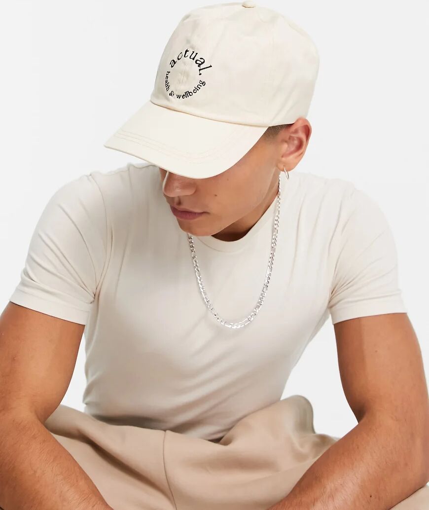 ASOS DESIGN ASOS Actual 6 panel baseball cap in grey with logo  Grey