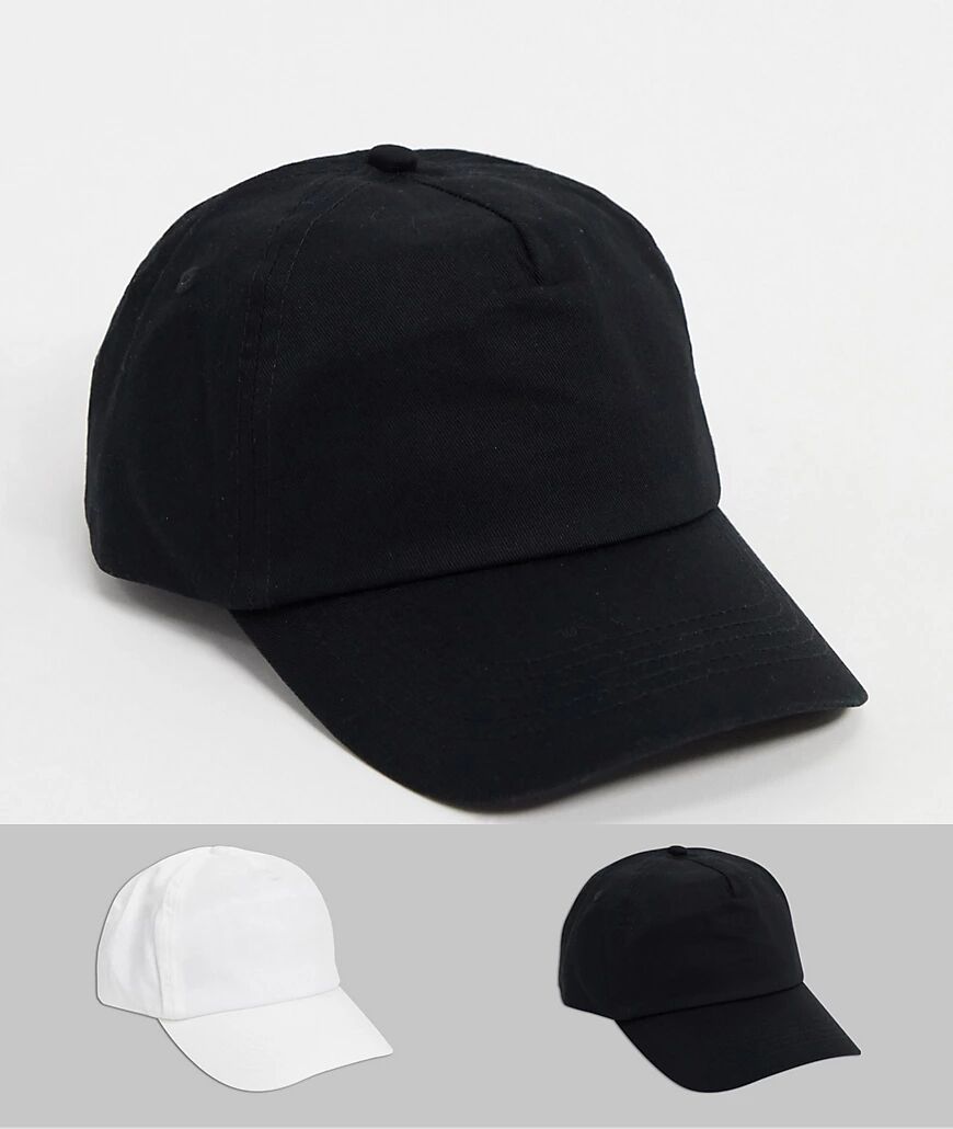 ASOS DESIGN 2 pack baseball cap in black and white save-Multi  Multi