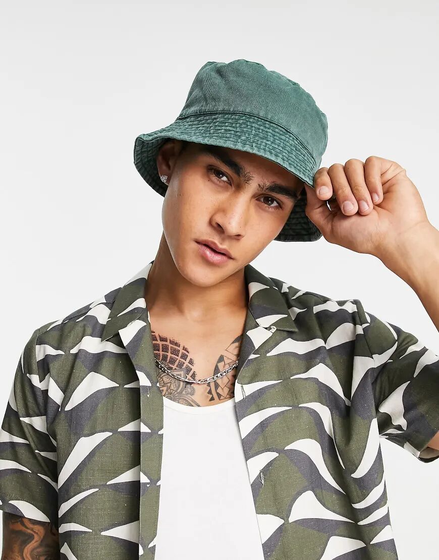 ASOS DESIGN bucket hat in washed green  Green