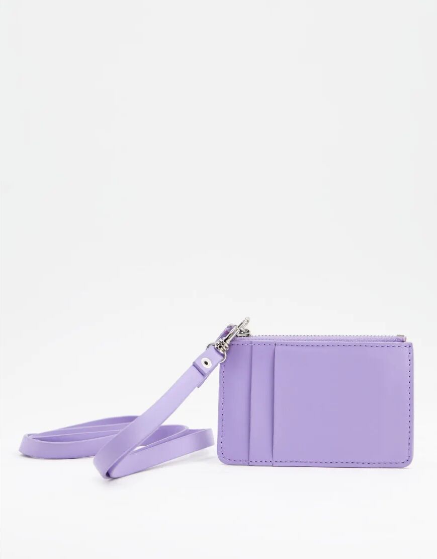 ASOS DESIGN festival faux leather neck wallet in lilac-Purple  Purple