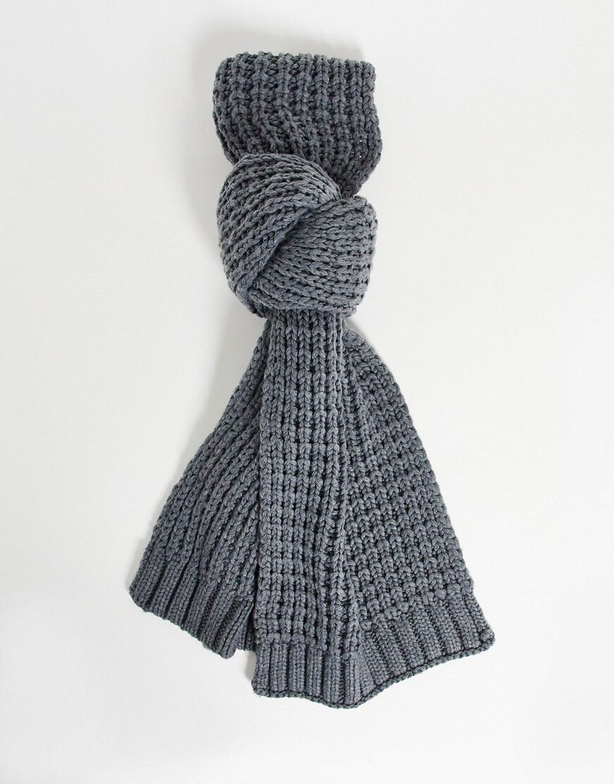 ASOS DESIGN knitted scarf in grey  Grey