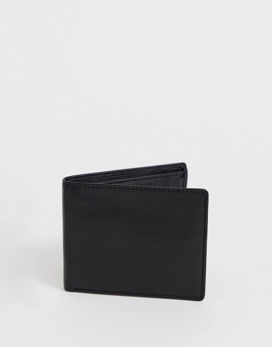 ASOS DESIGN leather wallet in black with internal coin purse  Black