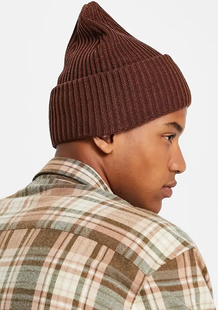 ASOS DESIGN oversized beanie in chocolate brown  Brown