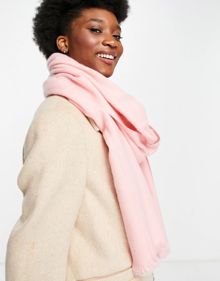 ASOS DESIGN recycled blend scarf with raw edge in light pink  Pink