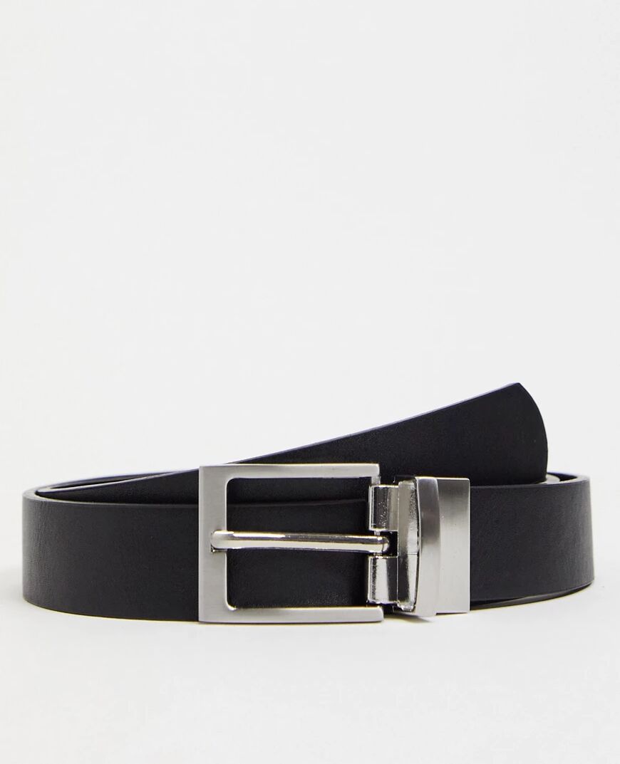 ASOS DESIGN slim reversible belt in black and suede faux leather  Black