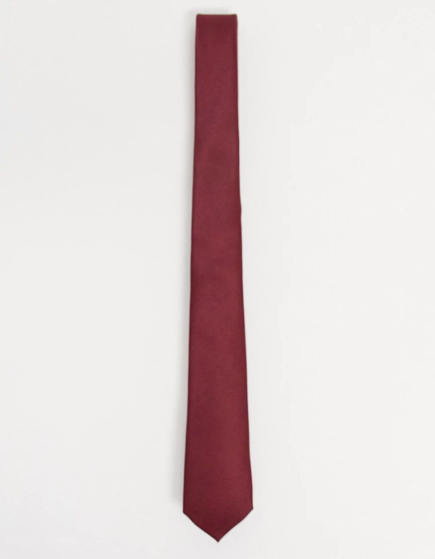 ASOS DESIGN slim tie in burgundy-Red  Red