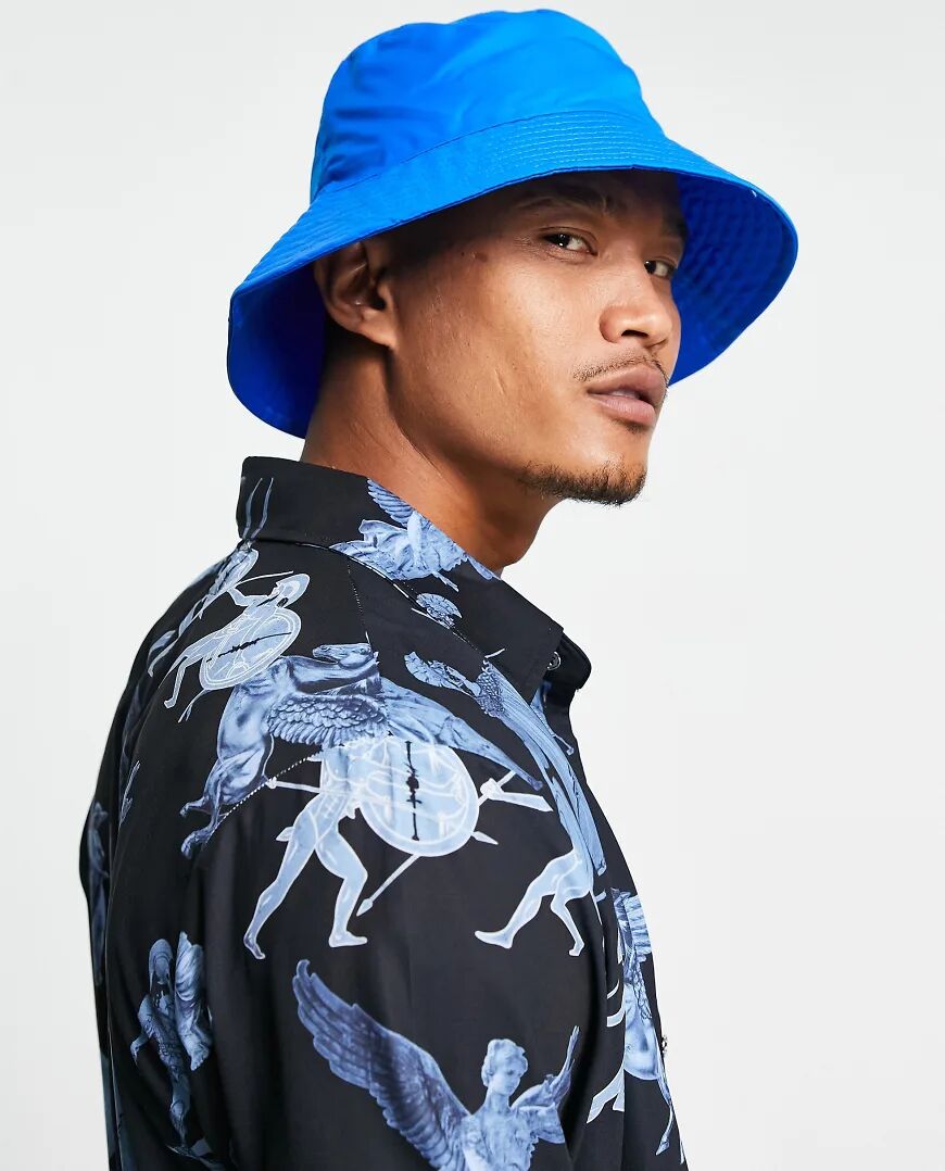 ASOS DESIGN wide brim nylon bucket hat in cobalt blue  Blue