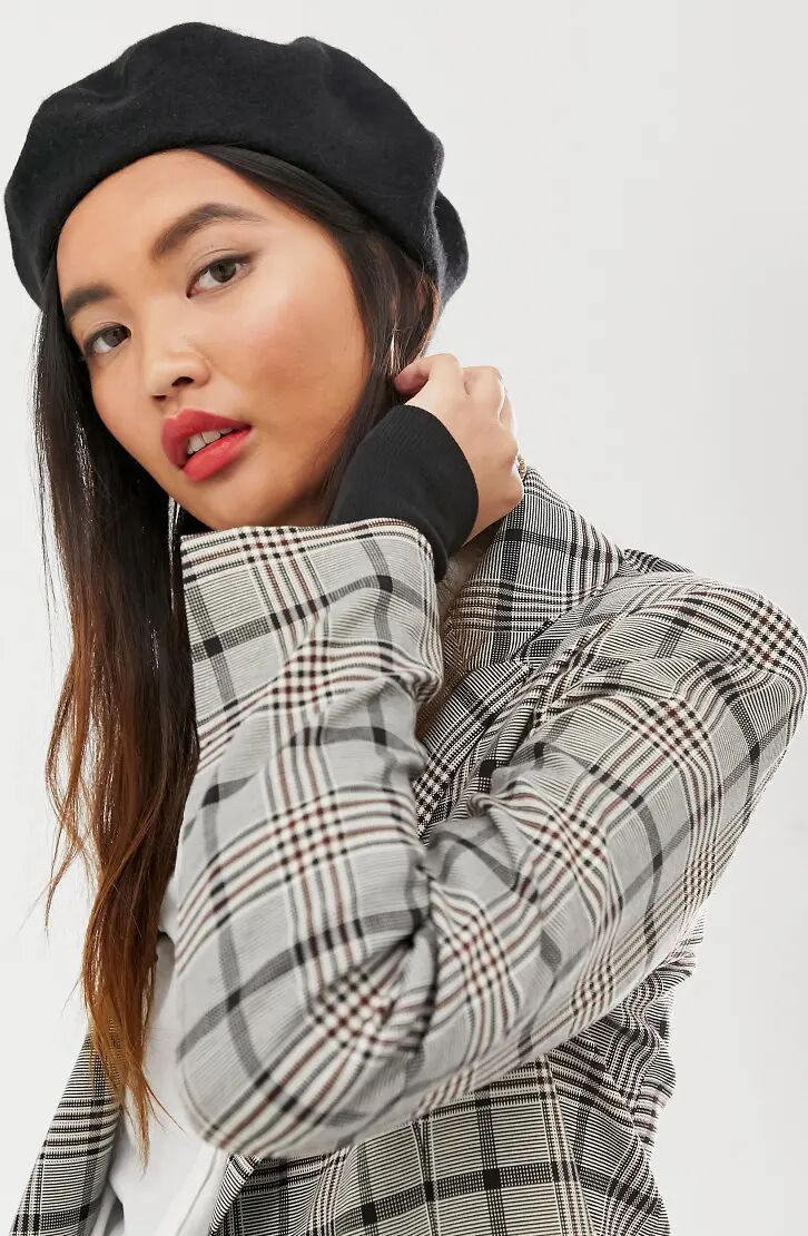 ASOS DESIGN wool beret-Black  Black