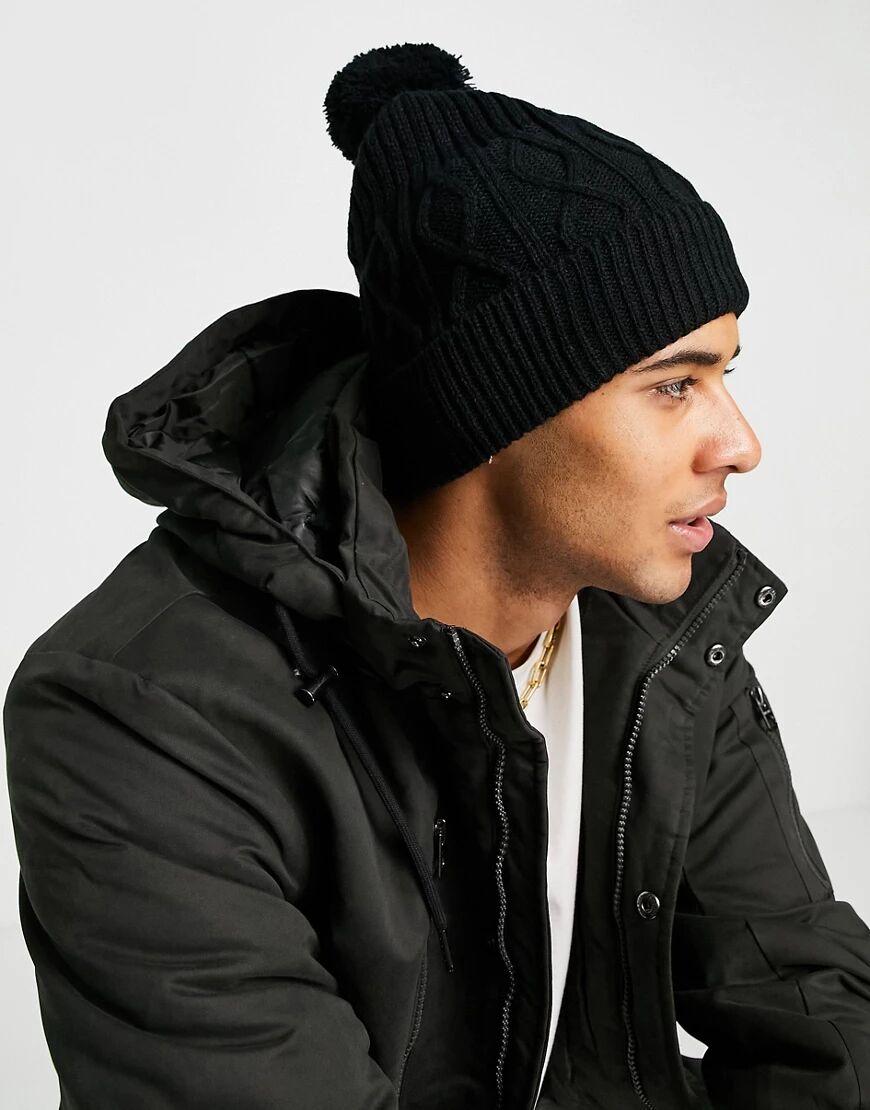 Boardmans bobble knitted hat in black  Black