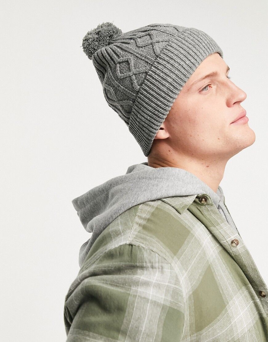 Boardmans bobble knitted hat in grey  Grey