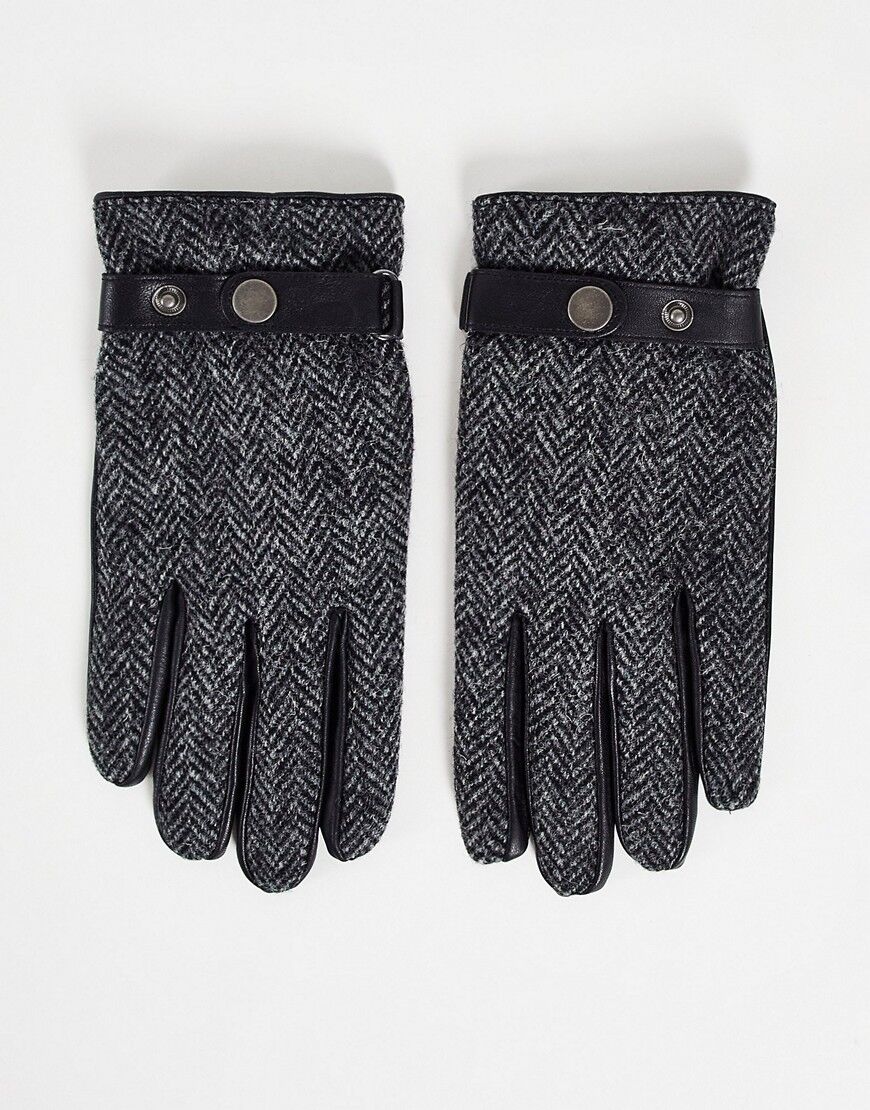 Boardmans harris tweed gloves in black  Black